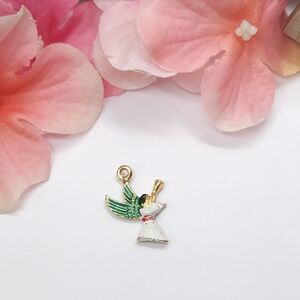 Vintage Holiday Angel Playing the Horn Charm or Pendant